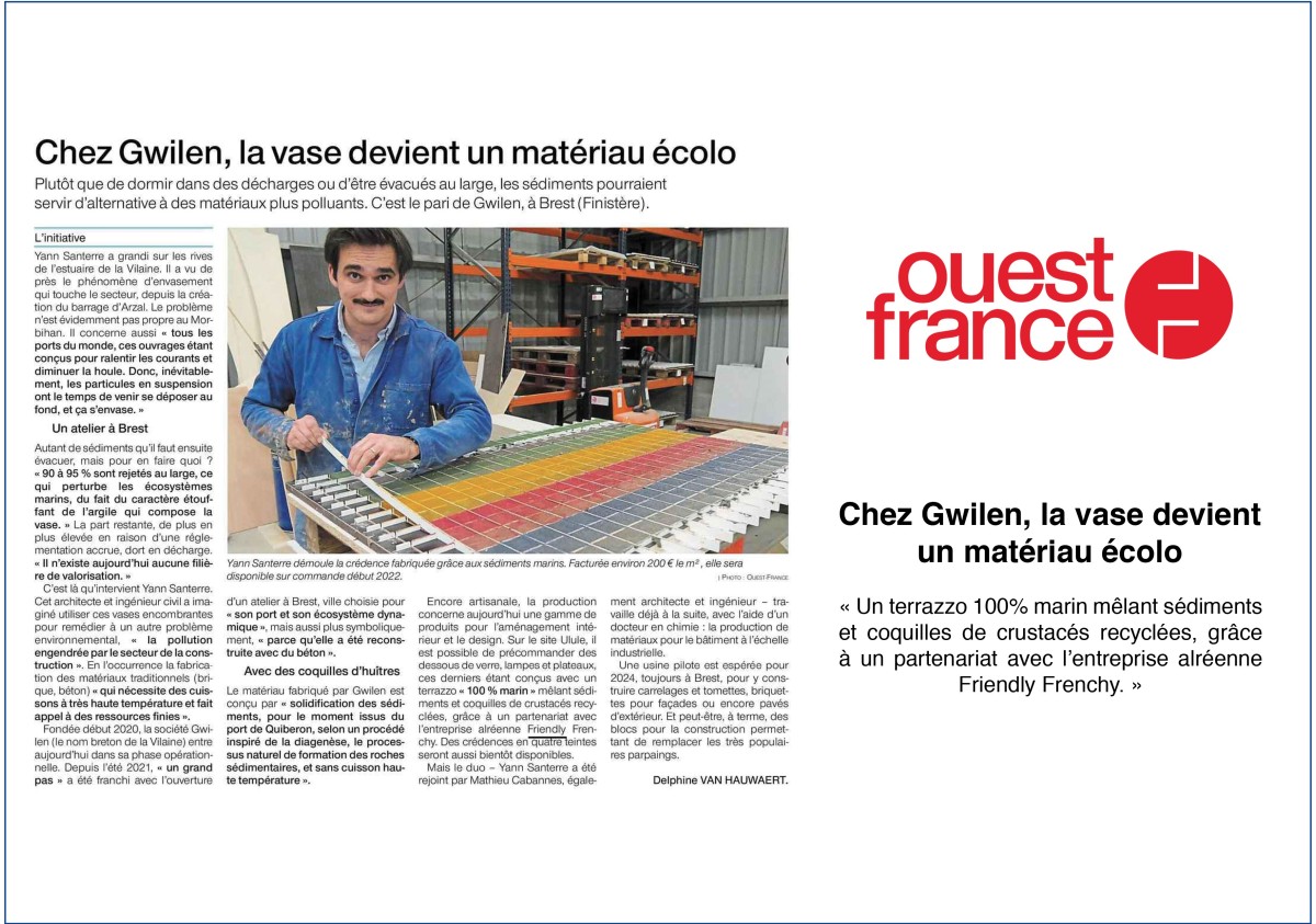 Ouest France : Chez Gwilen, la vase devient un matériau écolo